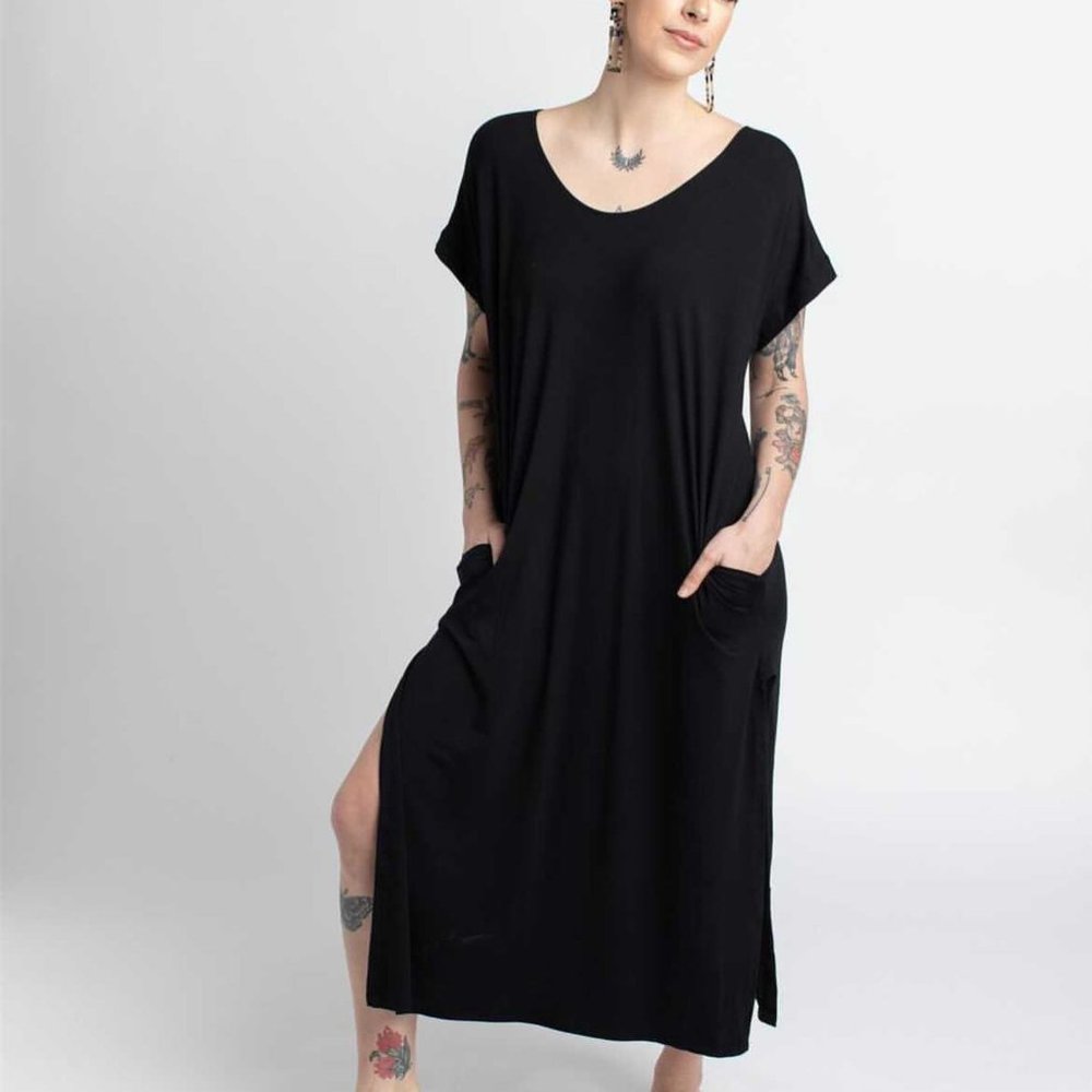 Mettamade Lohifa Black Dress - Size Large - Sustainable Slow Fashion XL XXL